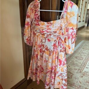 Abercrombie & Fitch Floral Mini Dress - Pink, Orange, White